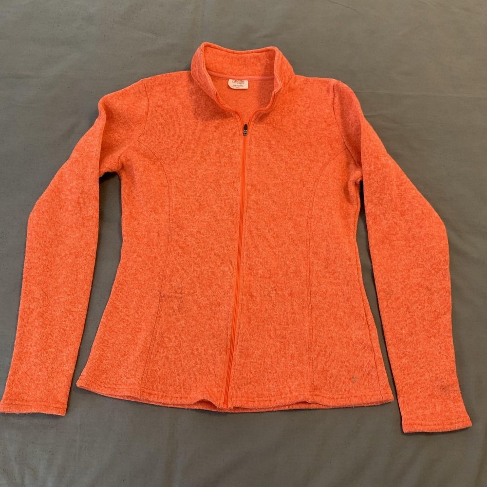 Danskin Now Fleece‎ Jacket Womans 12-14 Orange Full Zip Orbit Orange Activewear